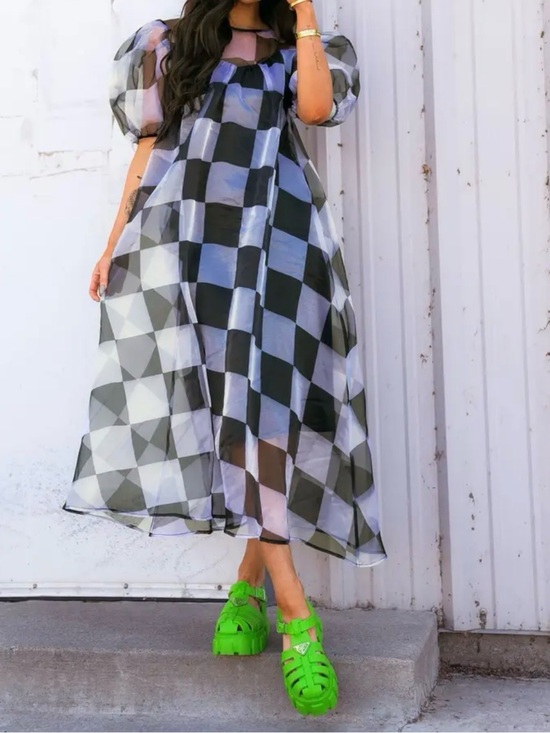 Dressed in LALA Dresses & Skirts - Dressed in Lala Organza Dress in Checkerboard